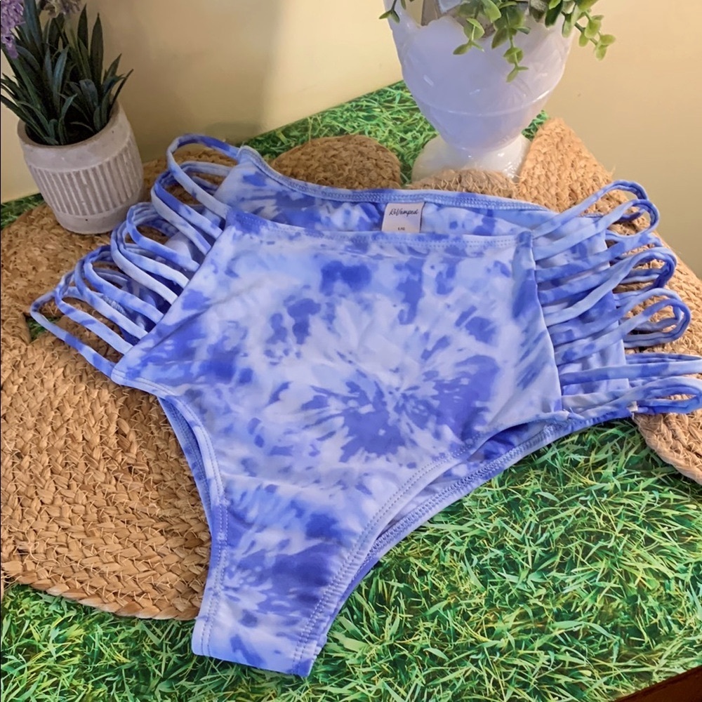 Revamped Blue and White Bikini Dynamic Tie-Dye Design